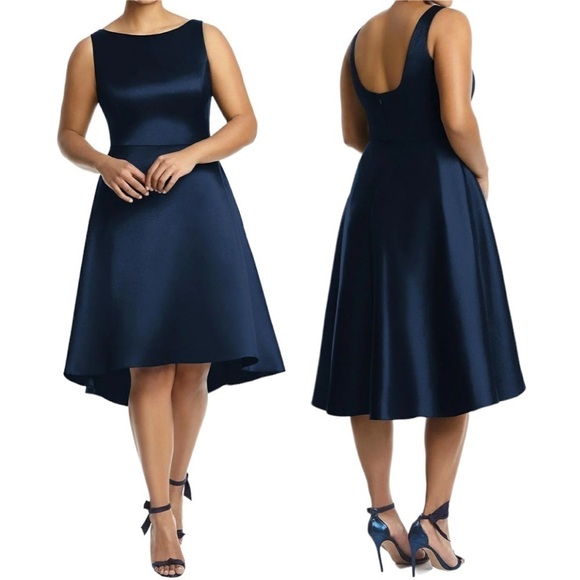 NWT Alfred Sung Size 14 High/Low Cocktail Dress Navy - Picture 1 of 7